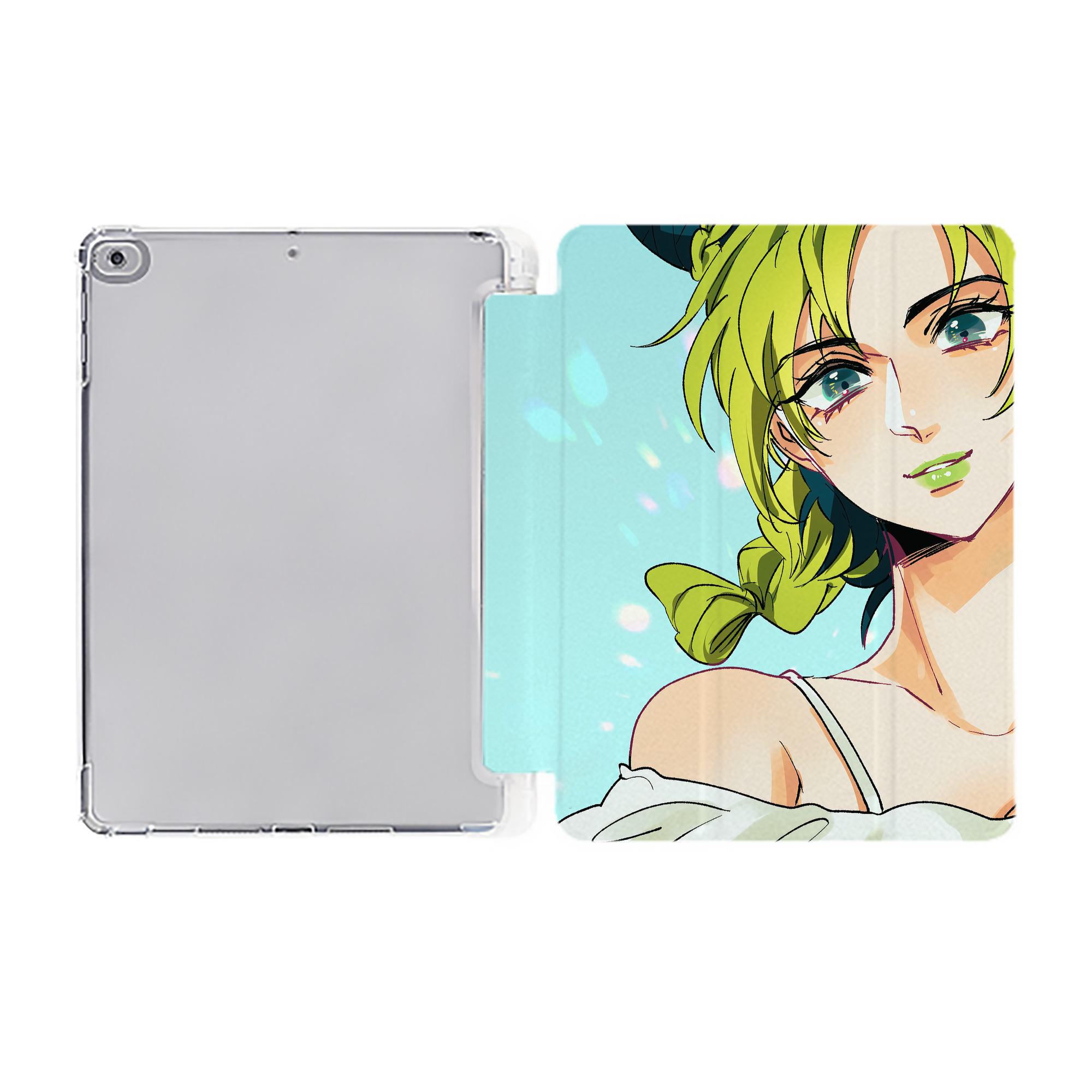 （画像用） ジョジョの奇妙な冒険 JoJo's Bizarre Adventure IPad ケース ペン収納付き 三つ折りスタンド PUレザー×シリコン 対応機種9.5/10.5/10.9インチ